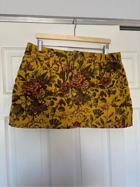 Urban Outfitters BDG Floral Corduroy Mini Skirt in Mustard Yellow